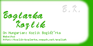 boglarka kozlik business card